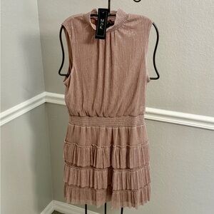MSK Women's Shimmering Sleeveless Tiered Dress - Rose Gold